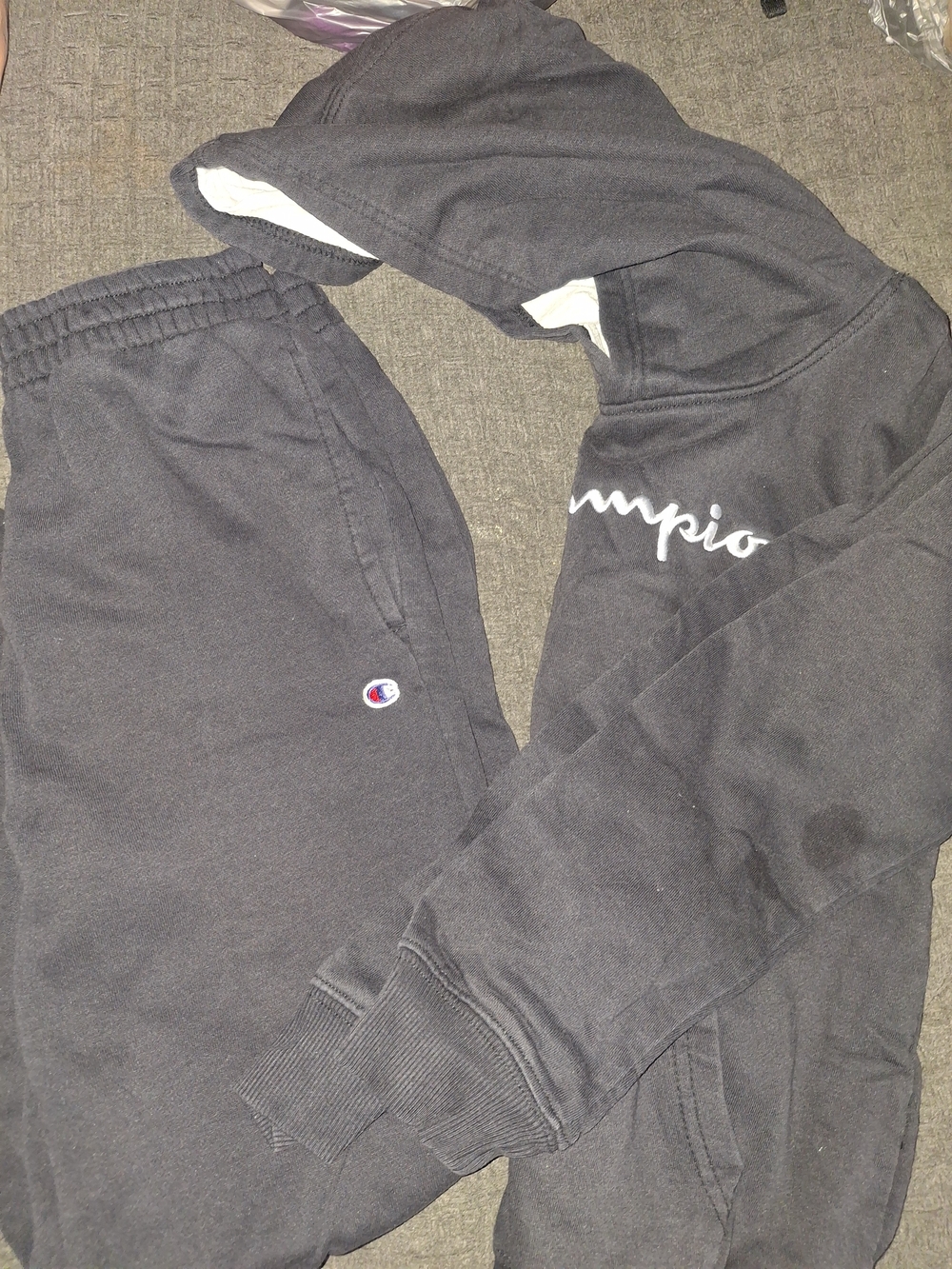 Champion Kids Black Jogger Sweatpants with Small Logo